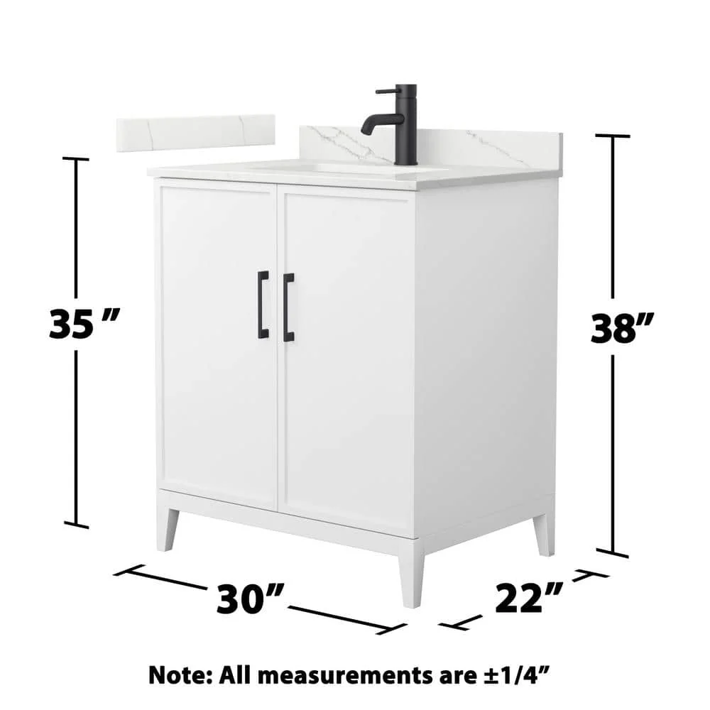 Wyndham Collection Elan 30" Single Bath Vanity in White with Giotto Quartz Top - Image 4