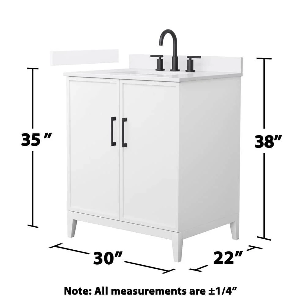 Wyndham Collection Elan 30" Single Bath Vanity in White with Quartz Top - Image 3