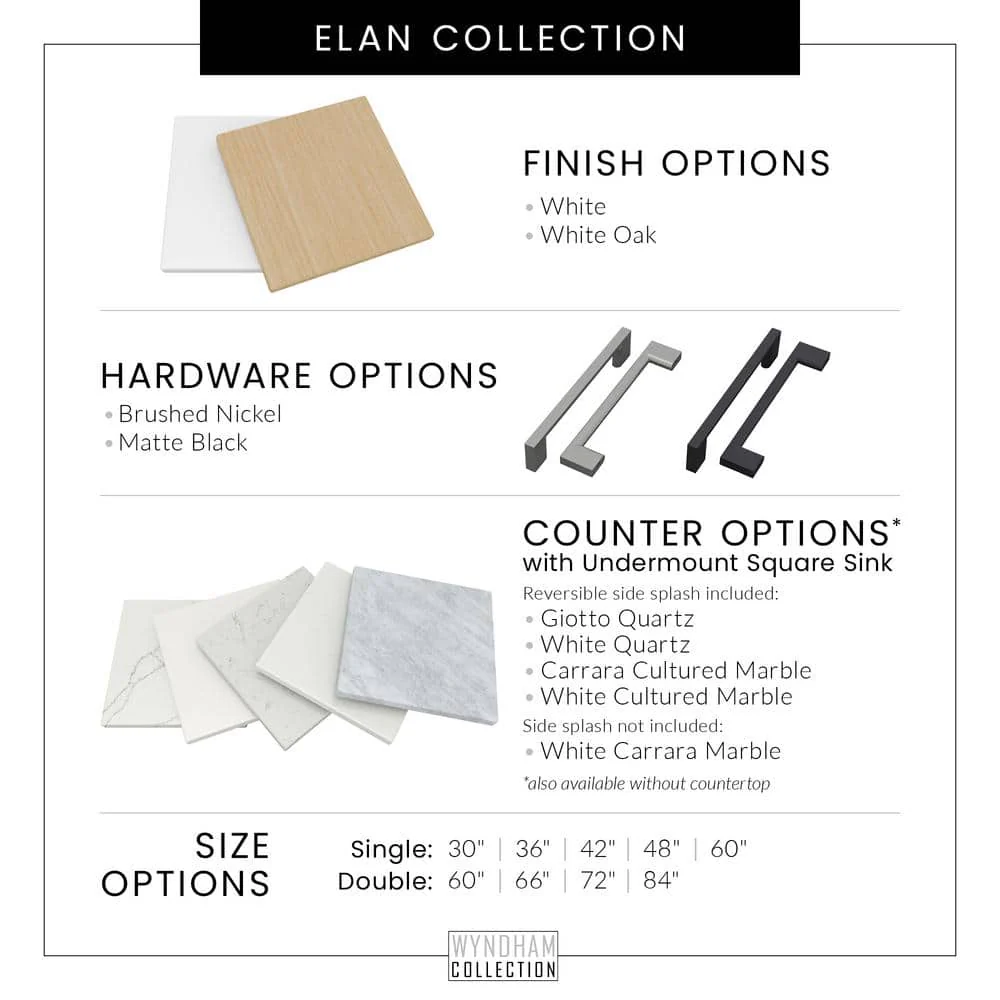 Wyndham Collection Elan 30" Single Bath Vanity in White with Quartz Top - Image 5