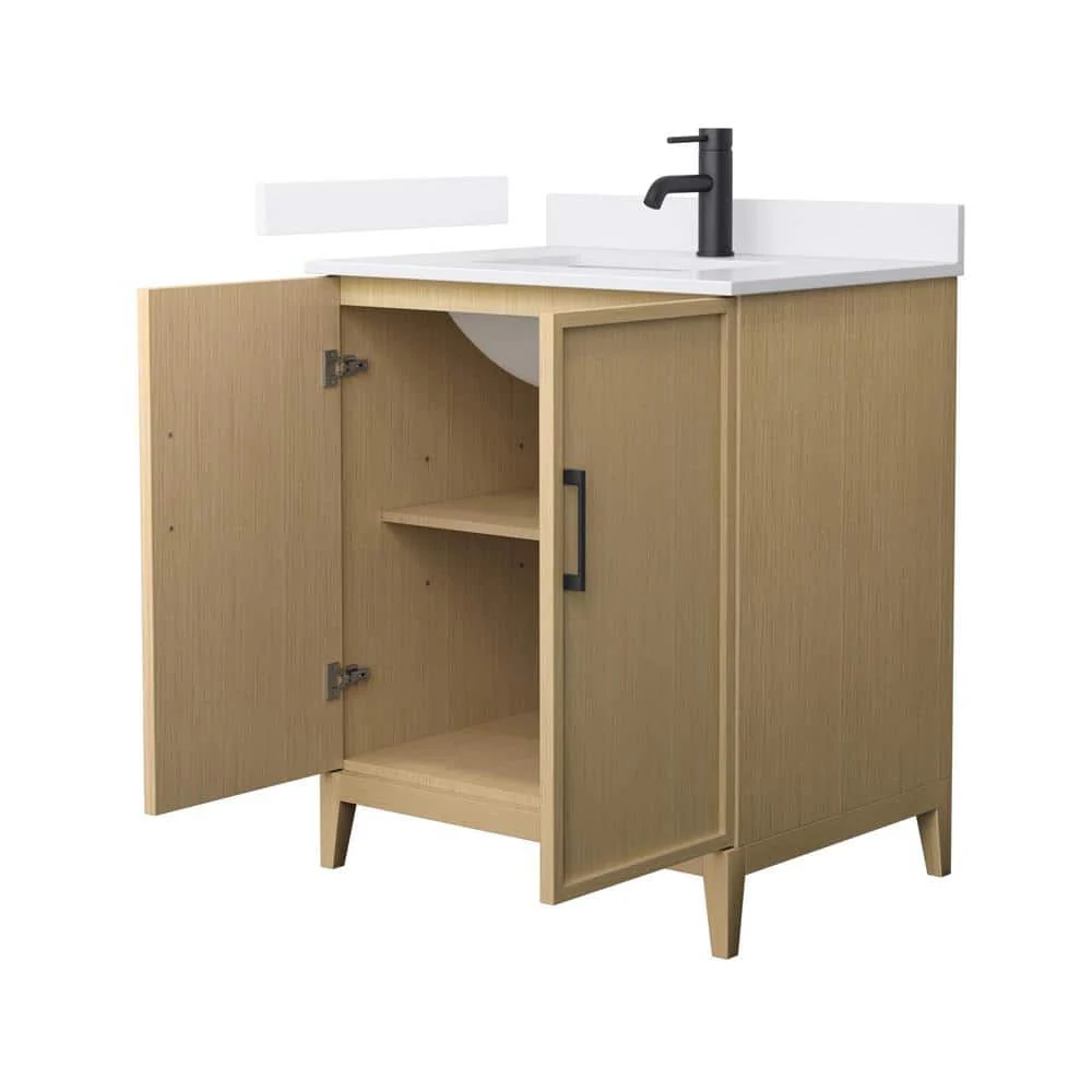 Wyndham Collection Elan 30" White Oak Bathroom Vanity with Cultured Marble Top - Image 2