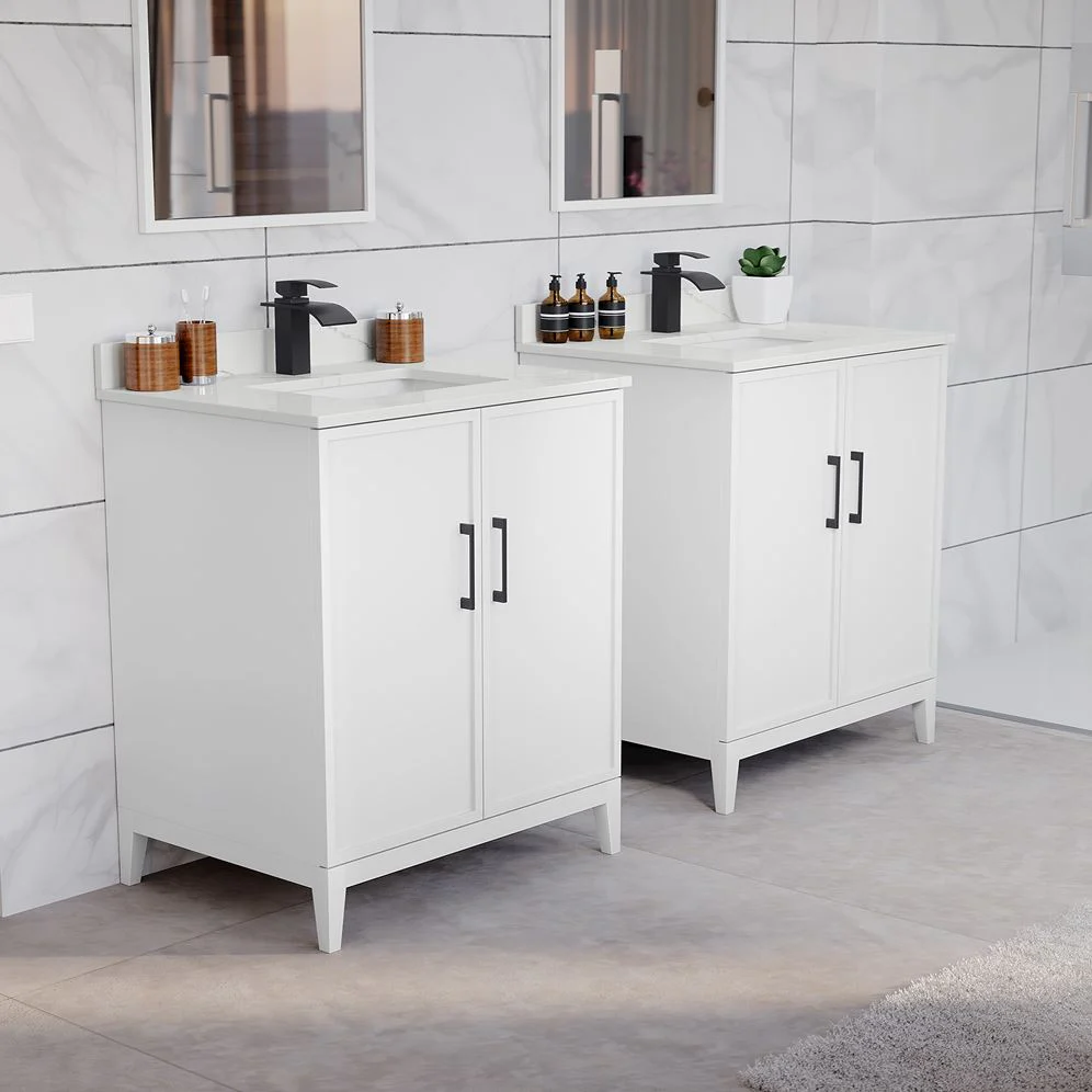 Wyndham Collection Elan 30" White Oak Bathroom Vanity with Quartz Top - Image 13