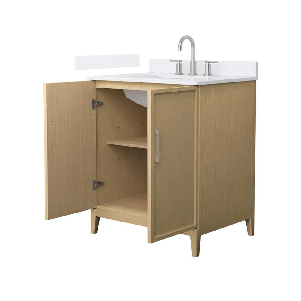 Wyndham Collection Elan 30" White Oak Bathroom Vanity with Quartz Top - Image 2
