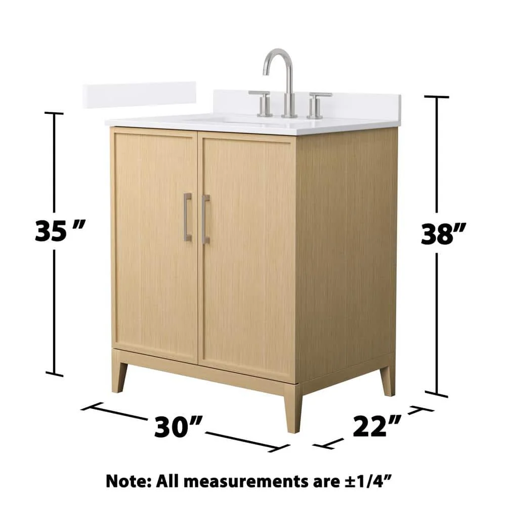 Wyndham Collection Elan 30" White Oak Bathroom Vanity with Quartz Top - Image 3
