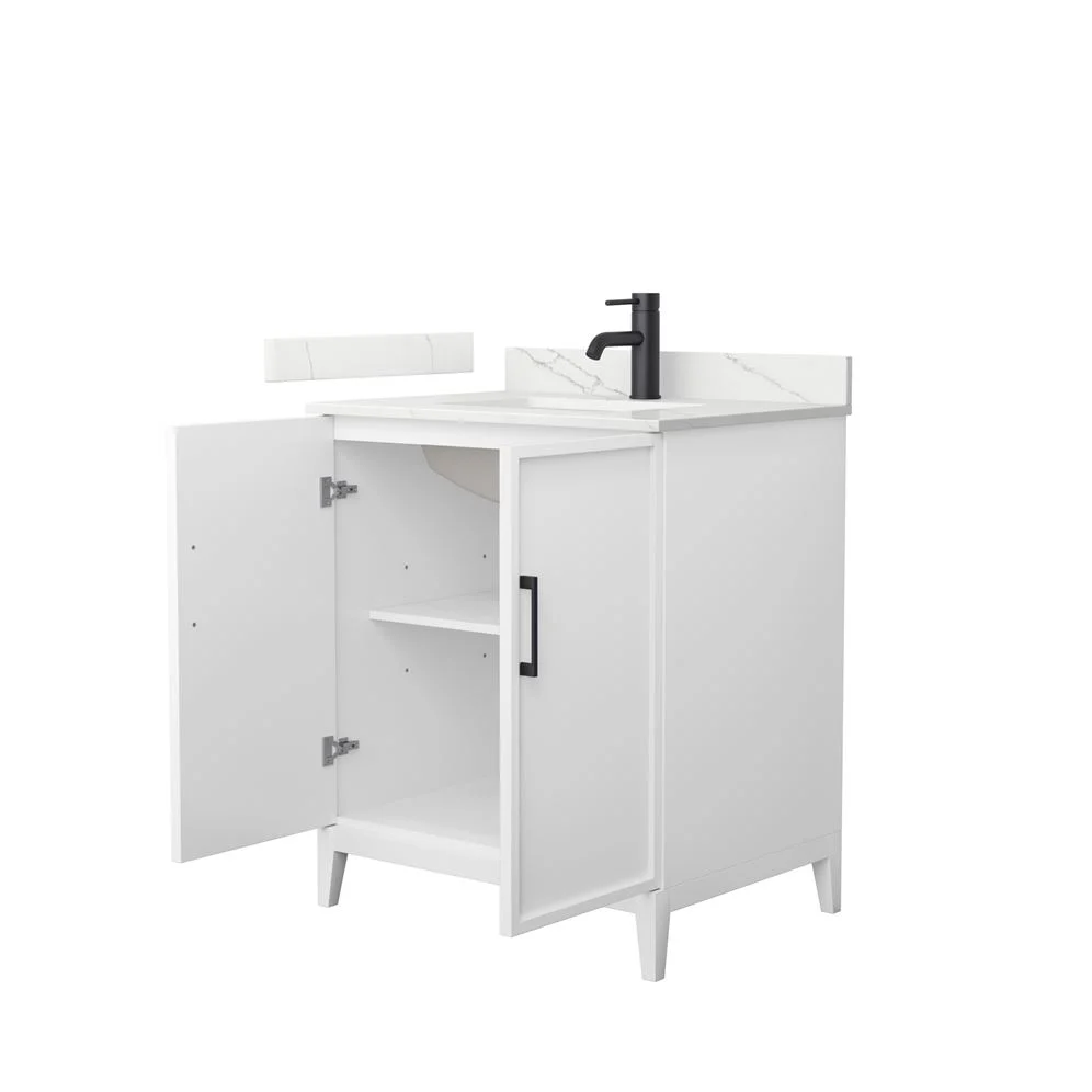 Wyndham Collection Elan 30" White Oak Bathroom Vanity with Quartz Top - Image 7