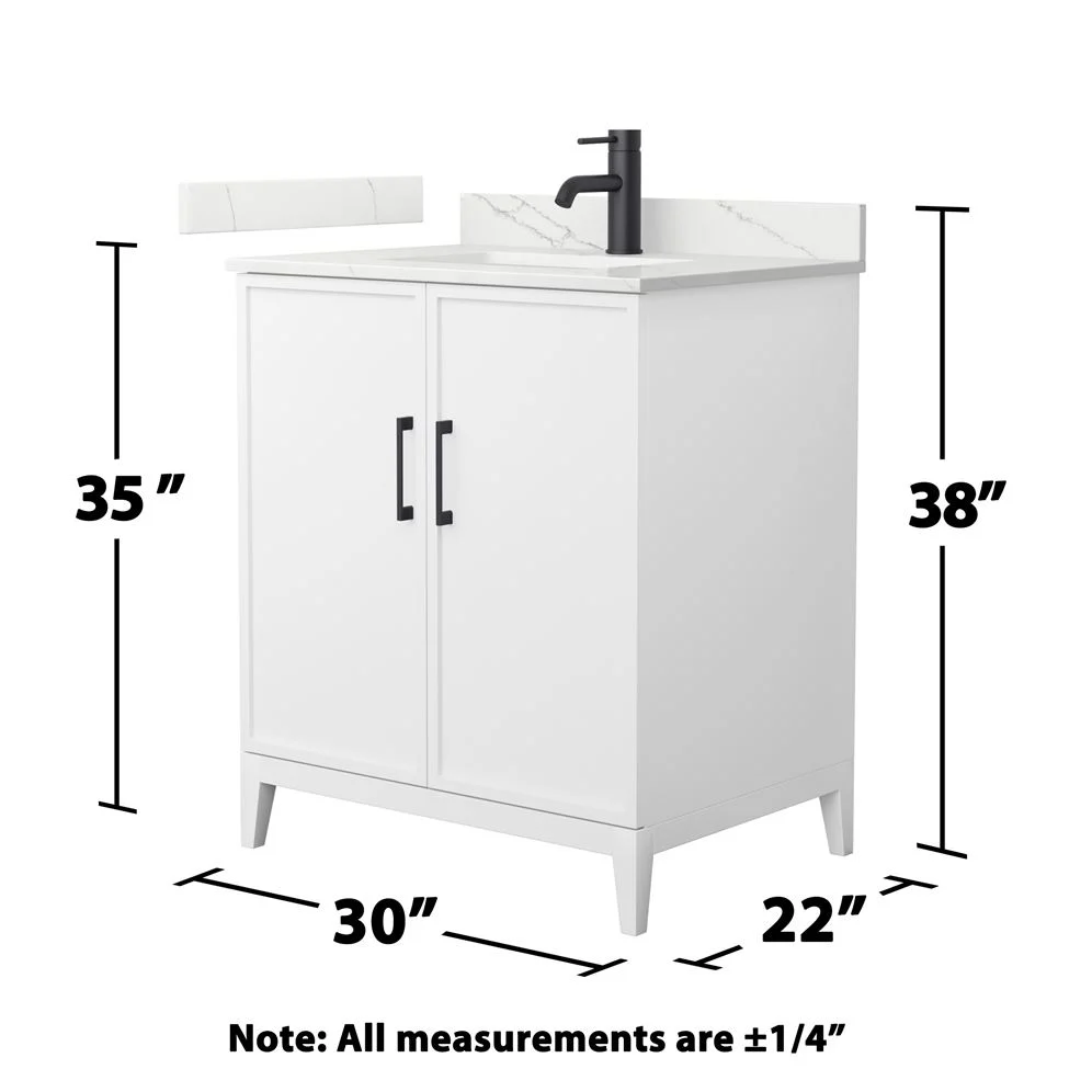 Wyndham Collection Elan 30" White Oak Bathroom Vanity with Quartz Top - Image 8