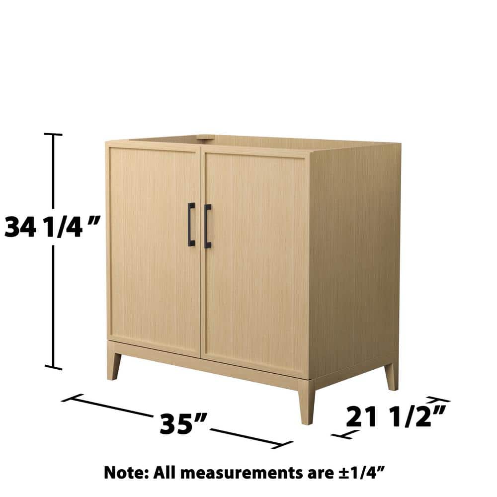Wyndham Collection Elan 35" Bathroom Vanity Cabinet in White Oak with Matte Black Trim - Image 3