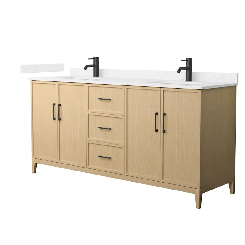 Wyndham Collection Elan 72" Free Standing Double Basin Vanity Set with Cabinet and Cultured Marble Top