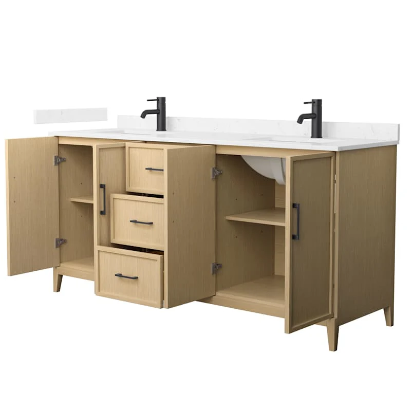 Wyndham Collection Elan 72" Free Standing Double Basin Vanity Set with Cabinet and Cultured Marble Top - Image 2