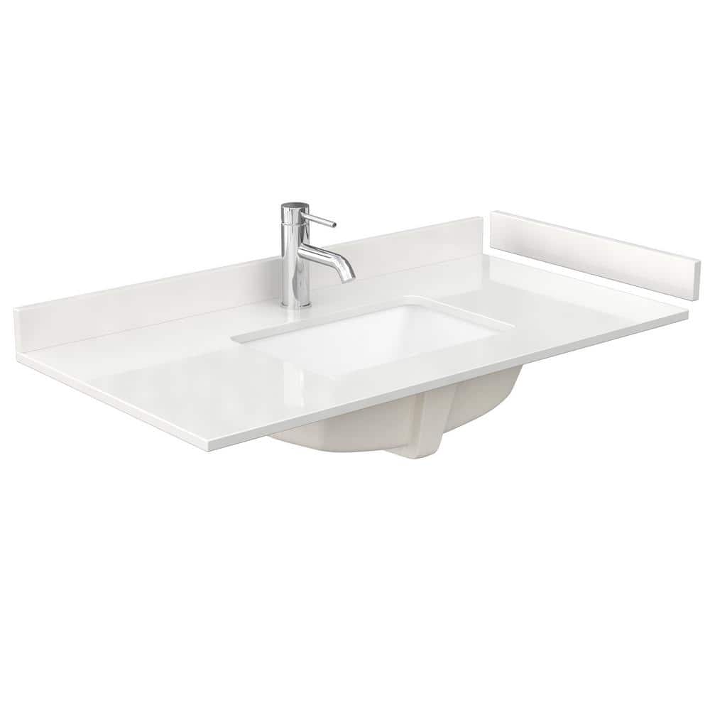 Wyndham Collection Elan TK 42 in. Light Oak Bathroom Vanity with White Quartz Top - Image 3