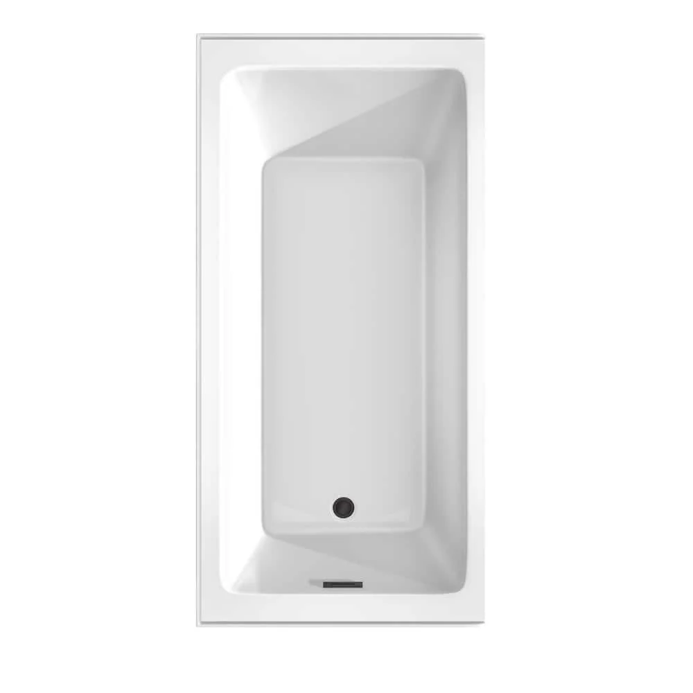 Wyndham Collection Grayley 66 in. Alcove Soaking Bathtub with Left Drain, White with Matte Black Trim - Image 4
