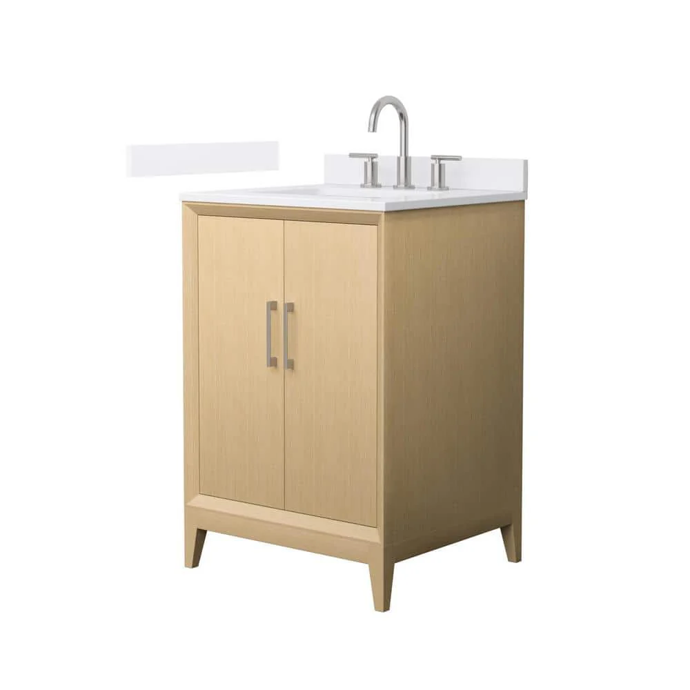 Wyndham Collection Janna 24" White Oak Bathroom Vanity with Quartz Top