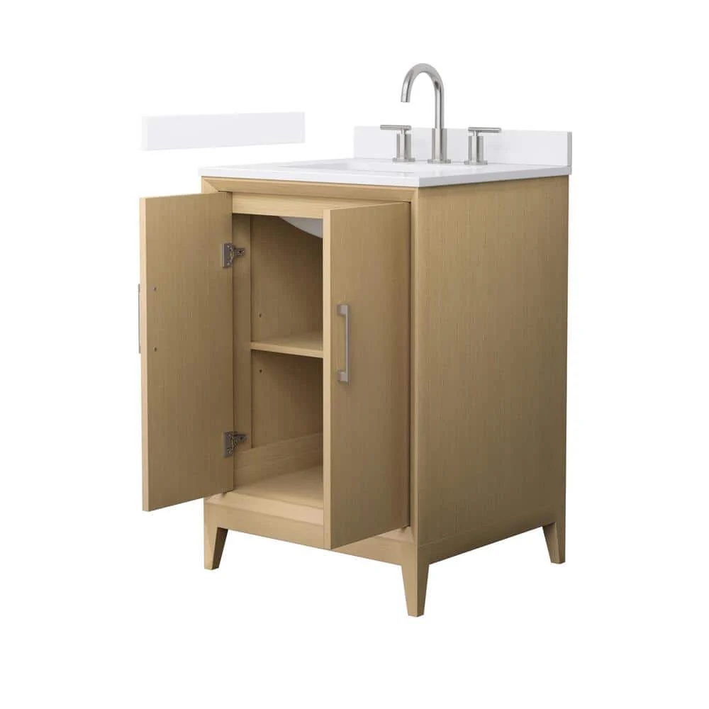 Wyndham Collection Janna 24" White Oak Bathroom Vanity with Quartz Top - Image 2