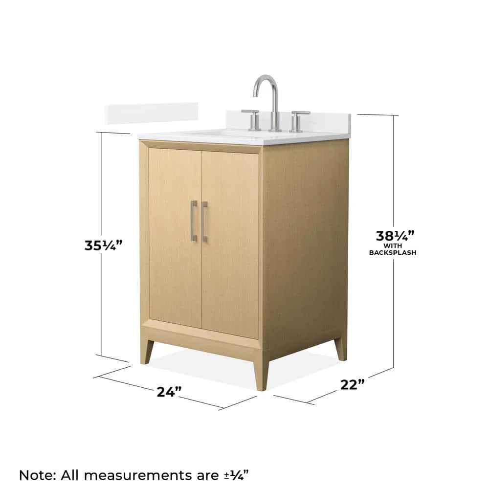Wyndham Collection Janna 24" White Oak Bathroom Vanity with Quartz Top - Image 4