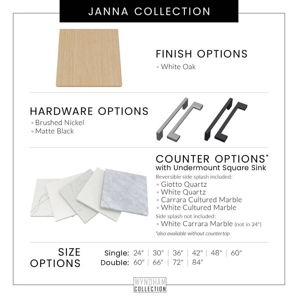 Wyndham Collection Janna 24" White Oak Bathroom Vanity with Quartz Top - Image 5