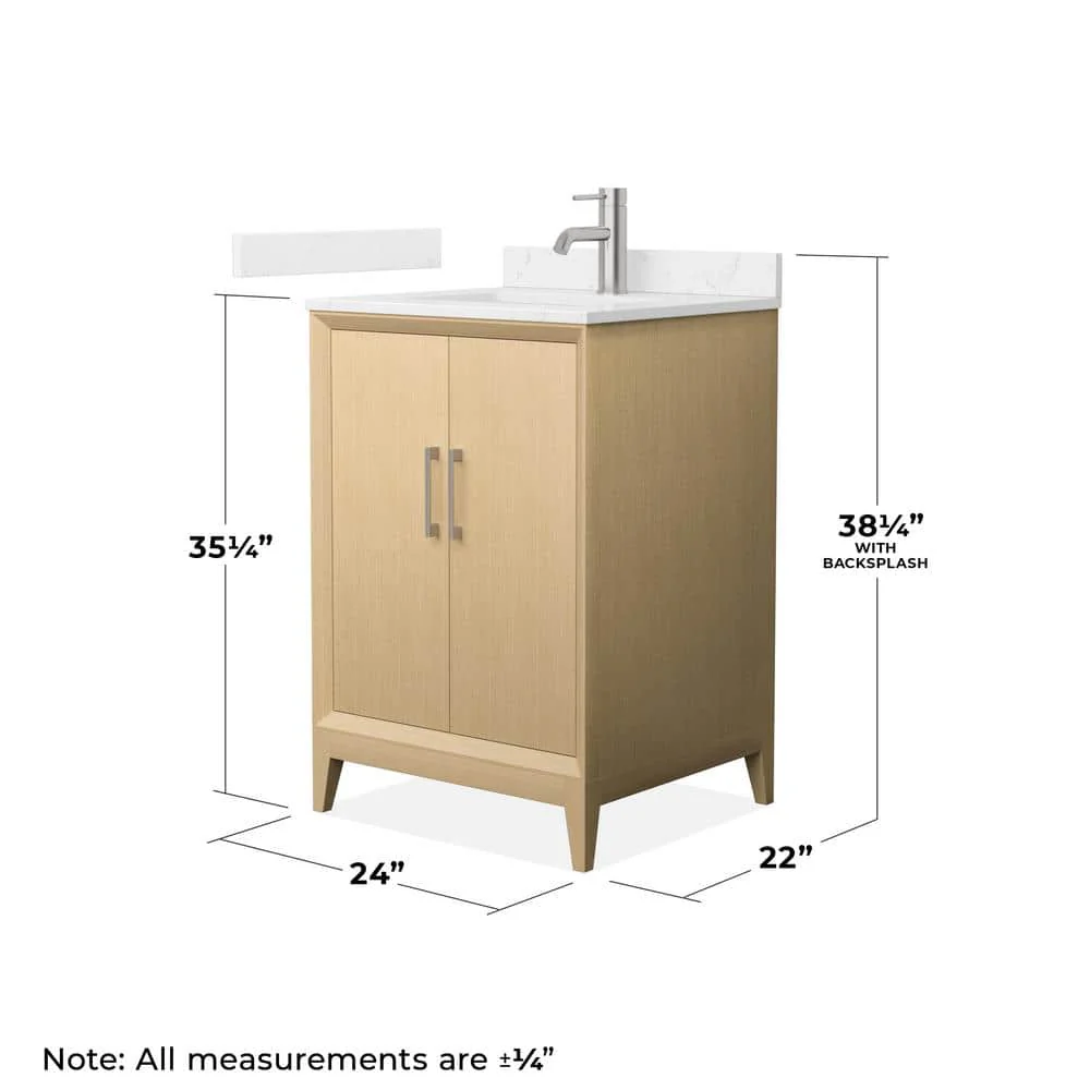 Wyndham Collection Janna 24" White Oak Bath Vanity with Carrara Marble Top - Image 4