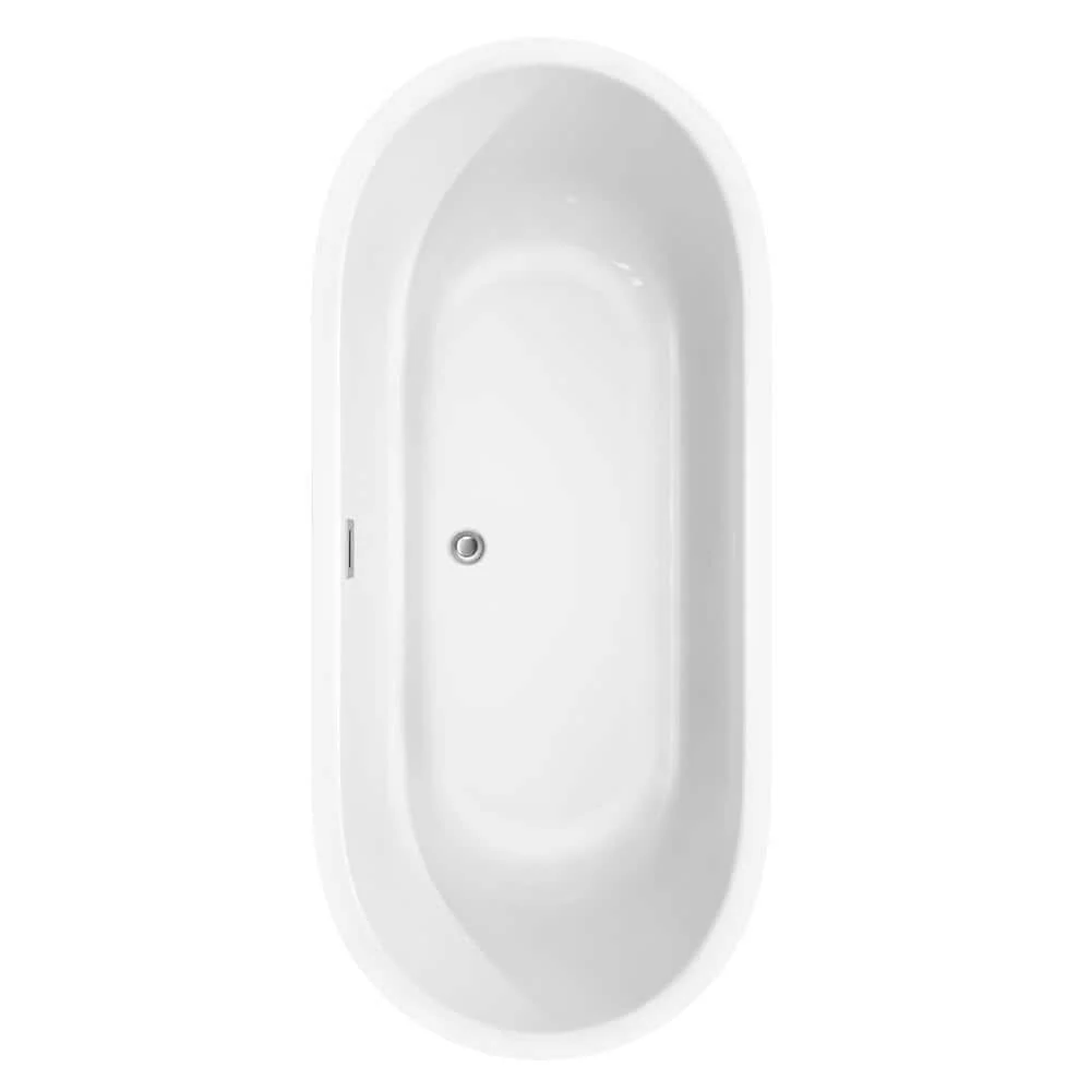 Wyndham Collection Juliette 5.9 ft Acrylic Freestanding Bathtub in White with Chrome Trim - Image 3