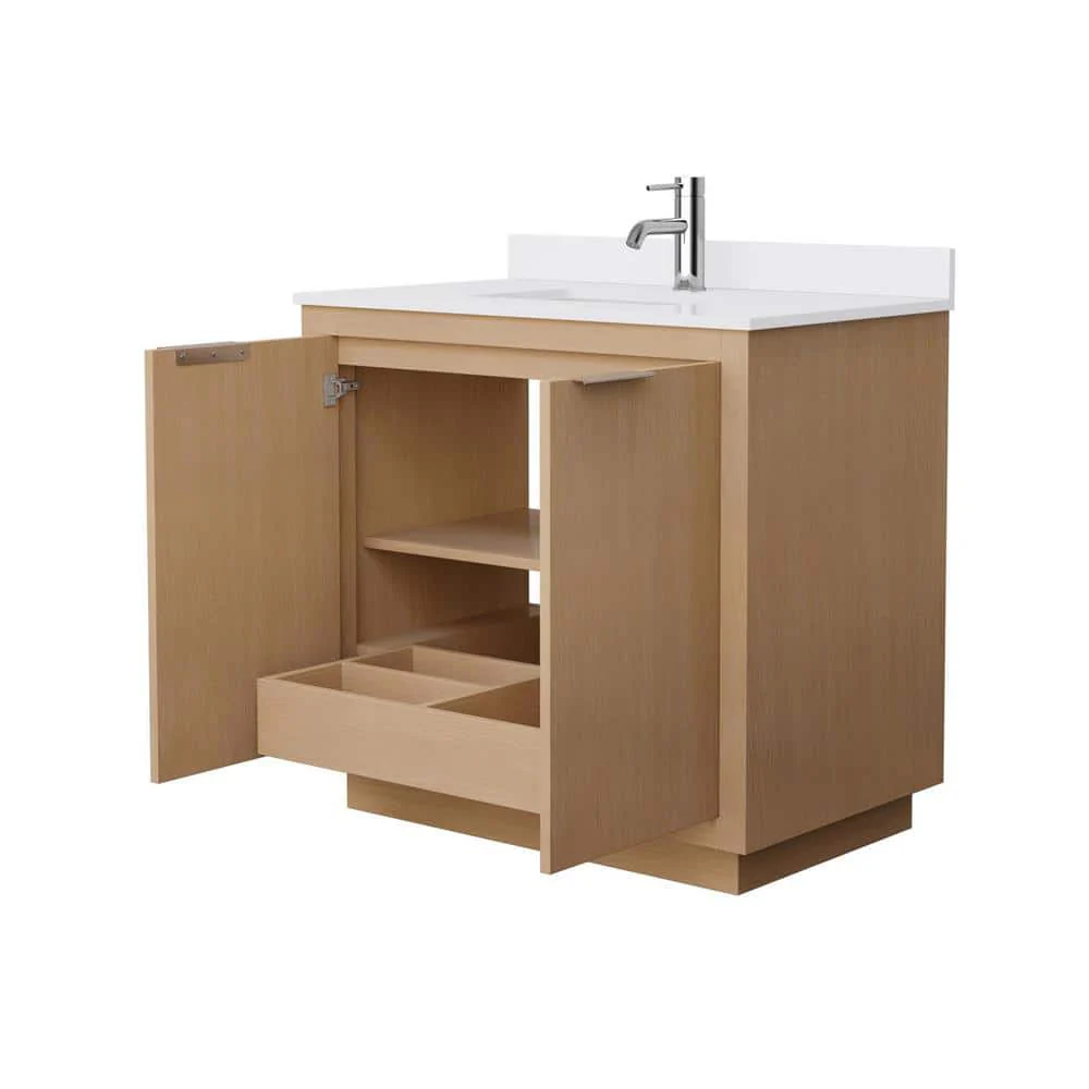 Wyndham Collection Maroni 36" Bathroom Vanity with Cultured Marble Top in Light Straw - Image 3