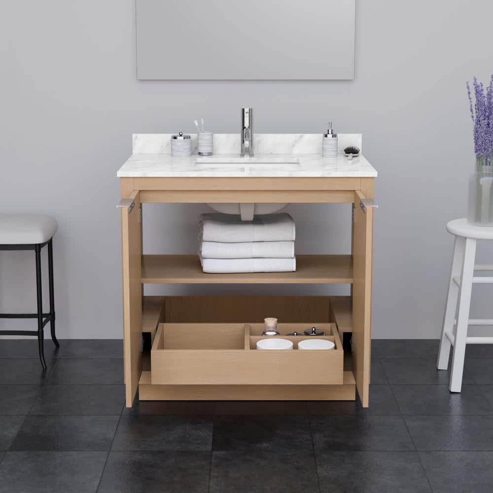 Wyndham Collection Maroni 36" Bathroom Vanity with Cultured Marble Top in Light Straw - Image 5