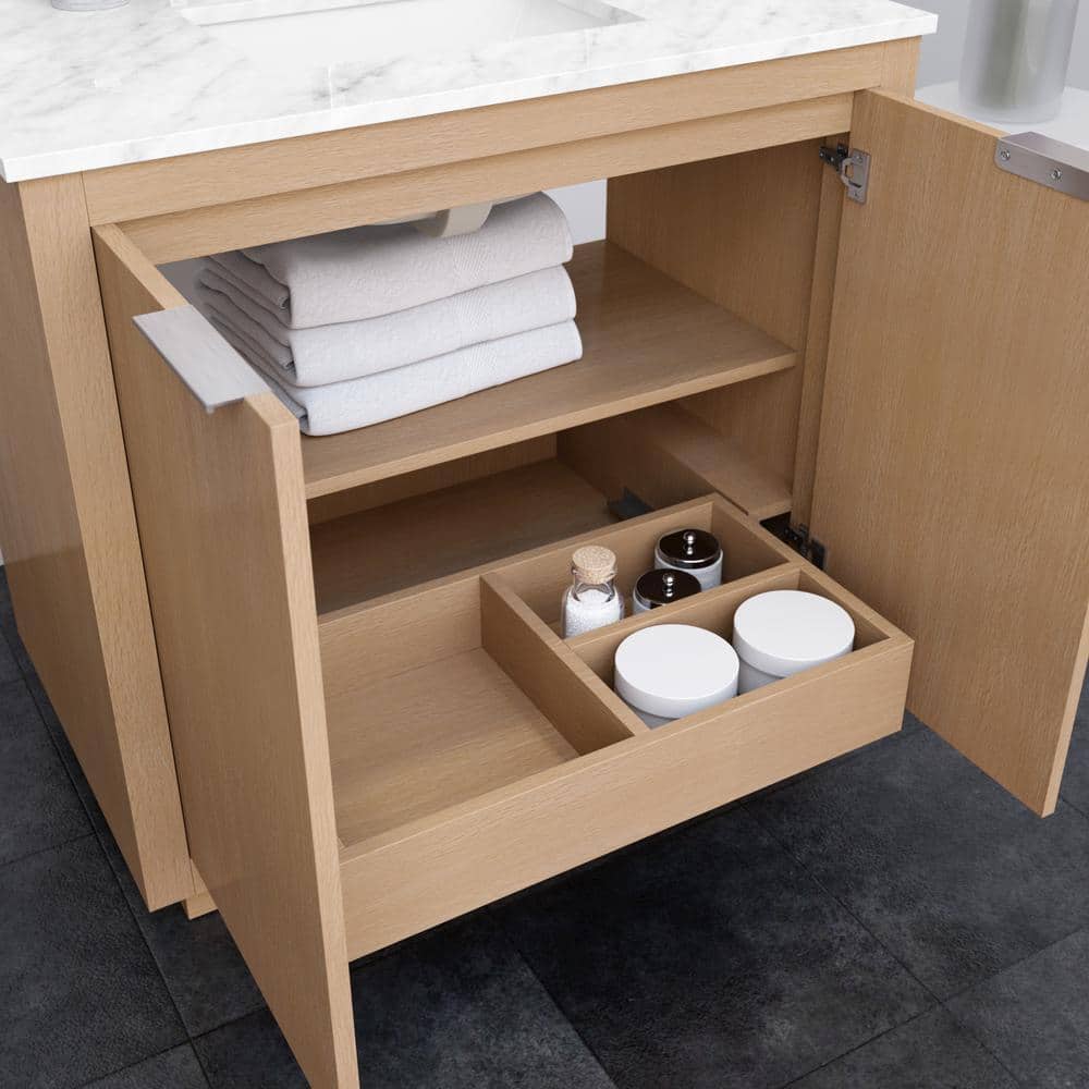 Wyndham Collection Maroni 36" Bathroom Vanity with Cultured Marble Top in Light Straw - Image 6