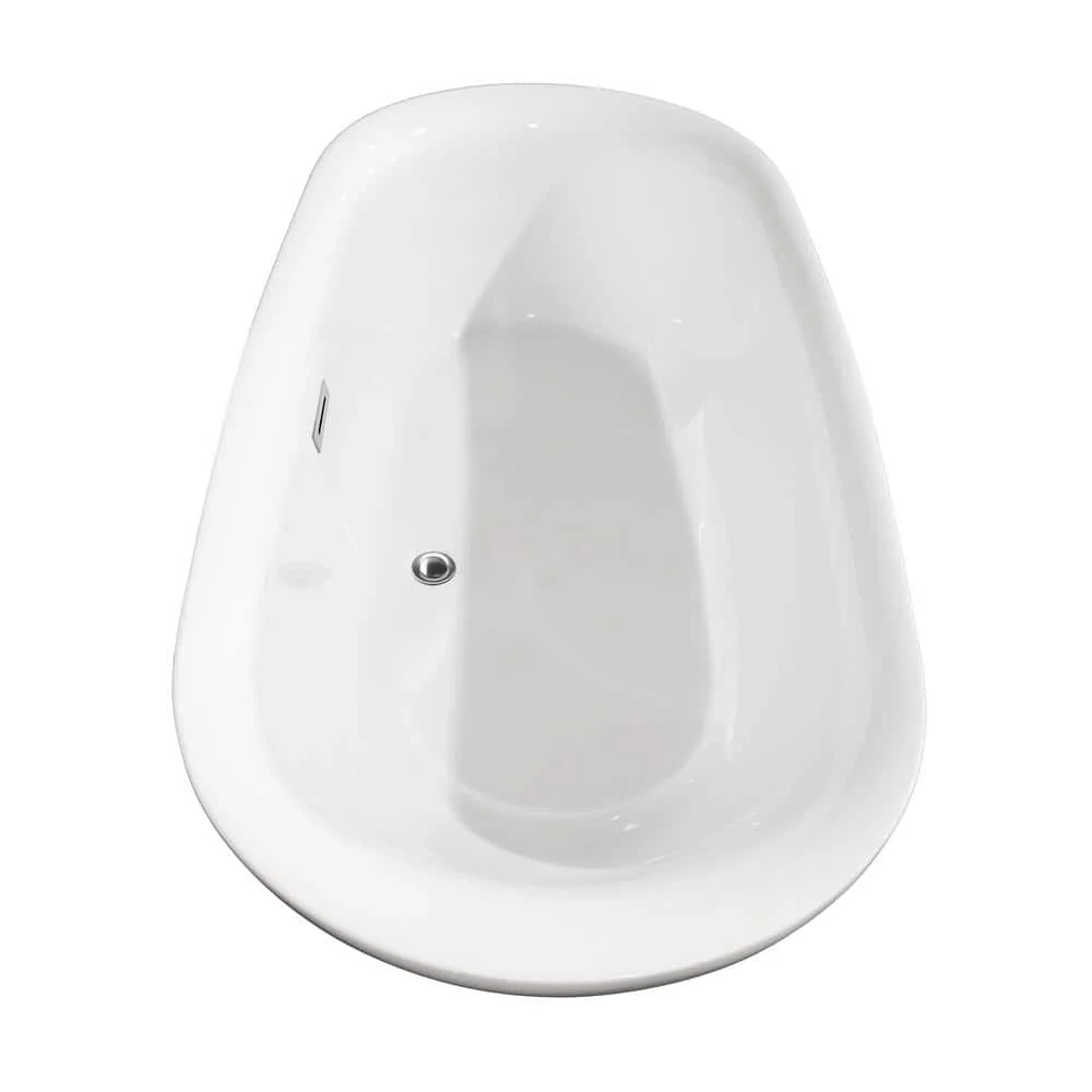 Wyndham Collection Melissa 65 in. Acrylic Freestanding Soaking Tub - White with Chrome Trim - Image 4