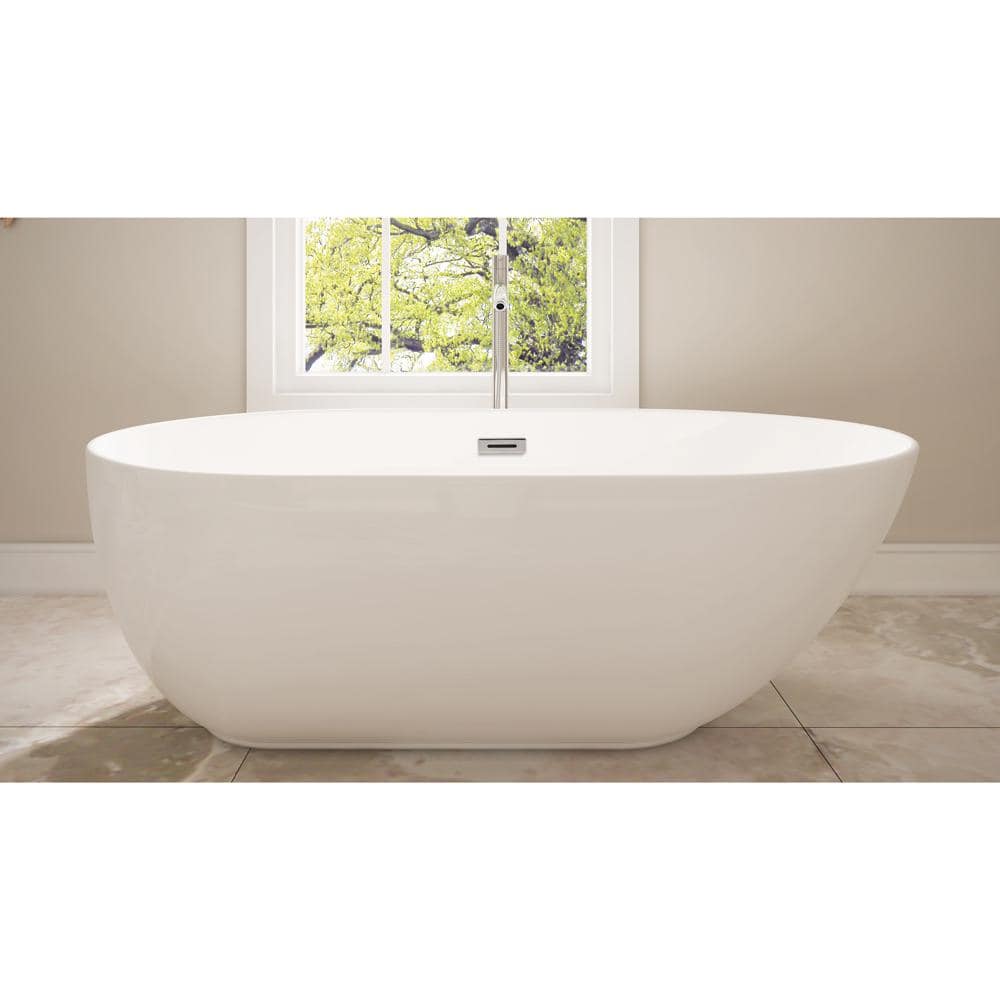 Wyndham Collection Melissa 65 in. Acrylic Freestanding Soaking Tub - White with Chrome Trim - Image 5