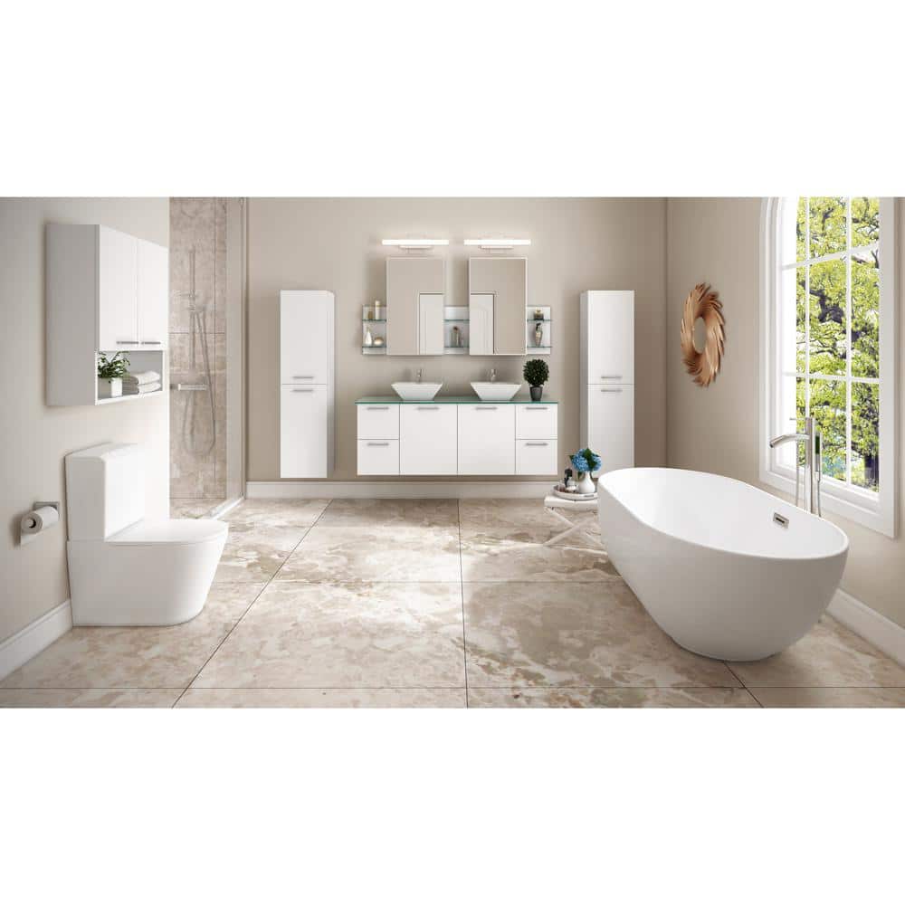 Wyndham Collection Melissa 65 in. Acrylic Freestanding Soaking Tub - White with Chrome Trim - Image 8