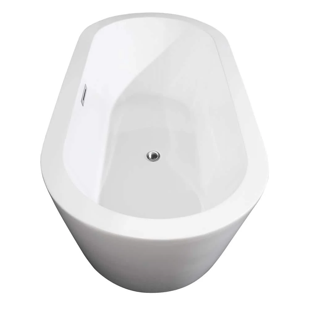 Wyndham Collection Mermaid 71 in. Acrylic Freestanding Soaking Tub in White - Image 3
