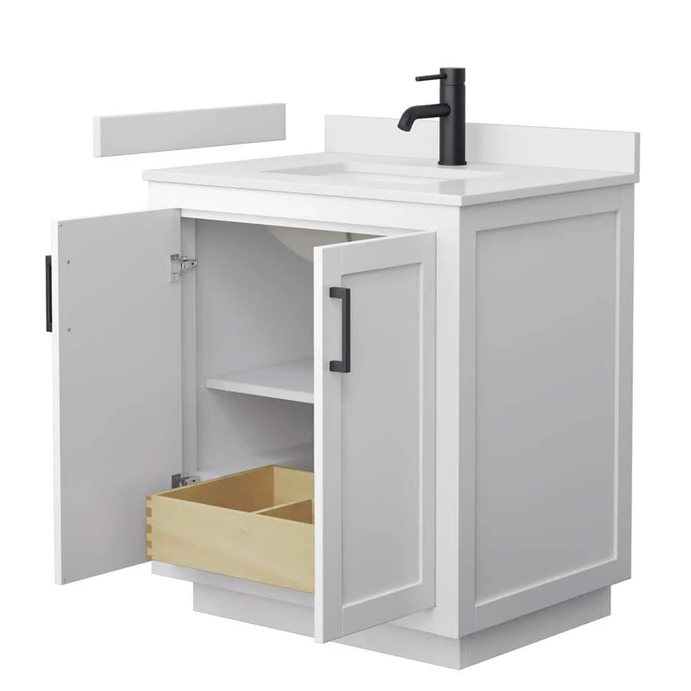 Wyndham Collection Miranda 30" Single Bath Vanity in White with Cultured Marble Top - Image 3