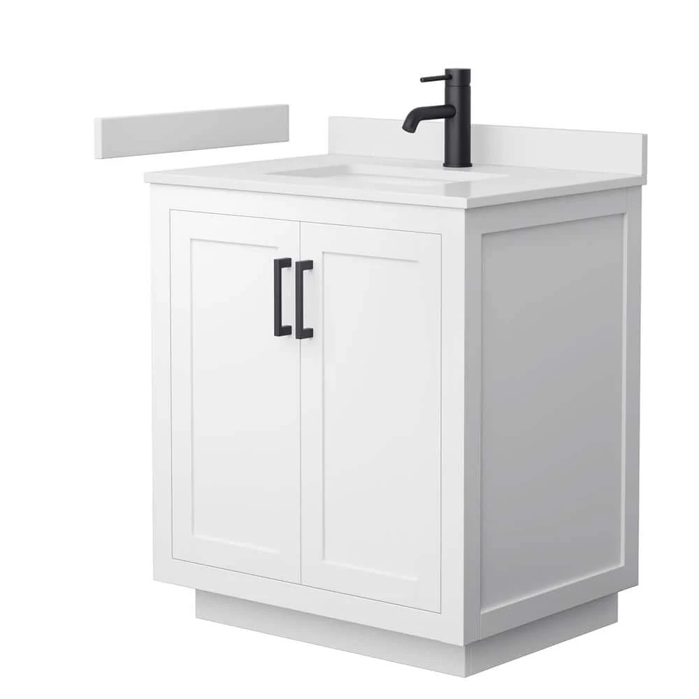 Wyndham Collection Miranda 30" Single Bath Vanity in White with Cultured Marble Top - Image 5