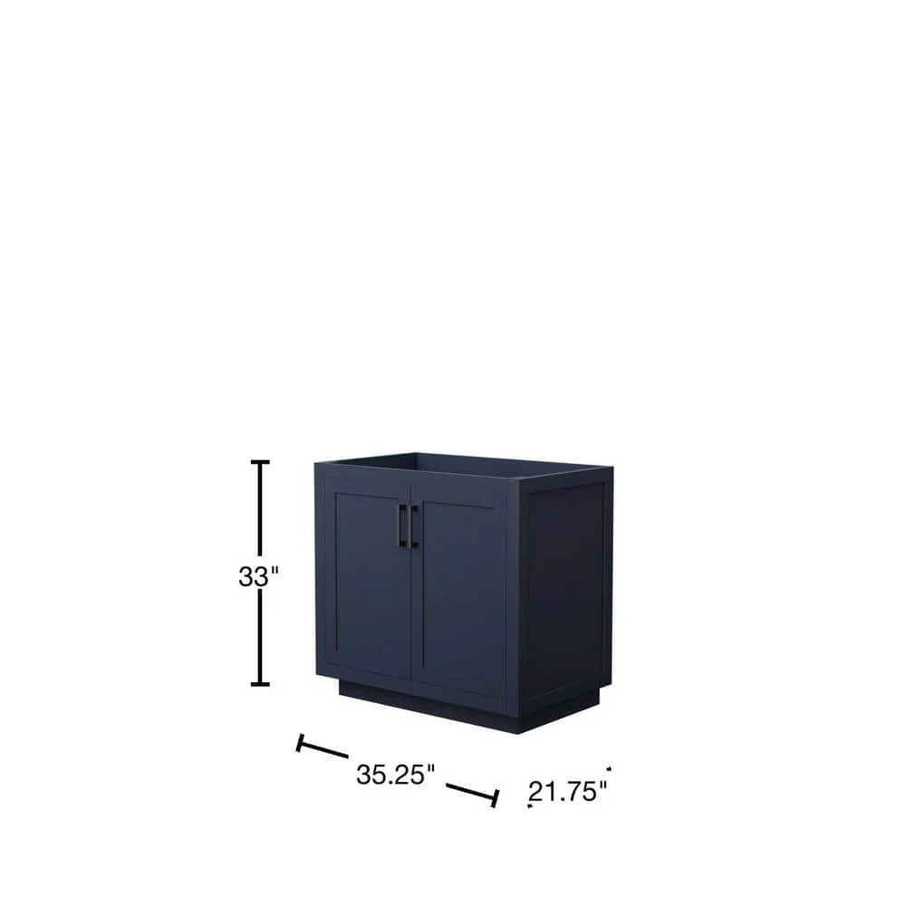 Wyndham Collection Miranda 35.25 in. Bathroom Vanity Cabinet, Dark Blue - Image 3