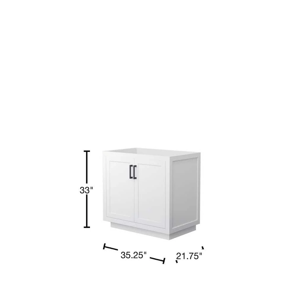 Wyndham Collection Miranda 35.25 in. Bathroom Vanity Cabinet in White - Image 3