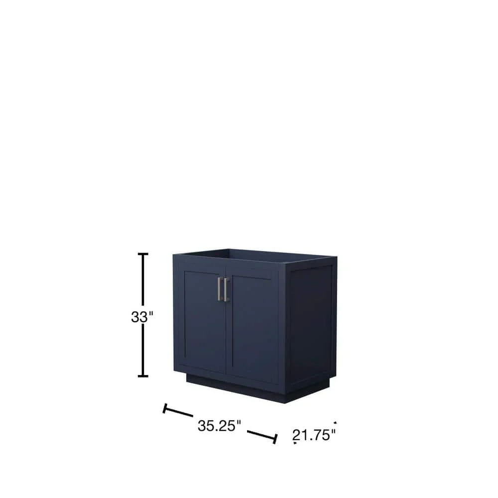 Wyndham Collection Miranda 35.25 in. Dark Blue Bathroom Vanity Cabinet - Image 3