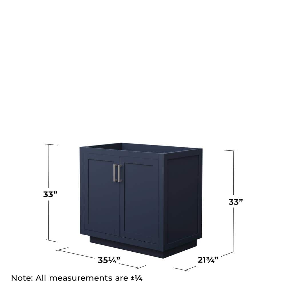 Wyndham Collection Miranda 35.25 in. Dark Blue Bathroom Vanity Cabinet - Image 4