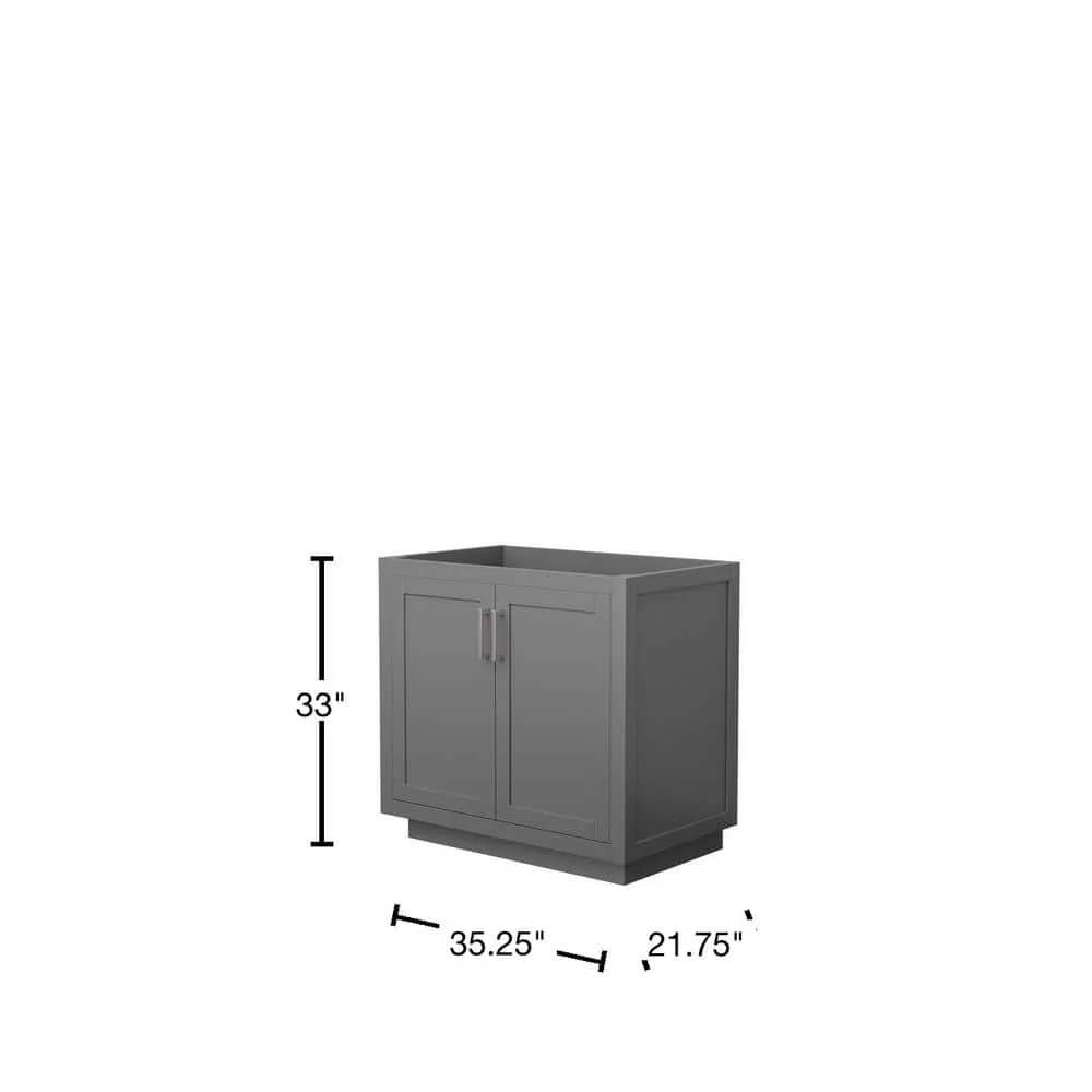 Wyndham Collection Miranda 35.25 in. Dark Gray Bathroom Vanity Cabinet Only - Image 3