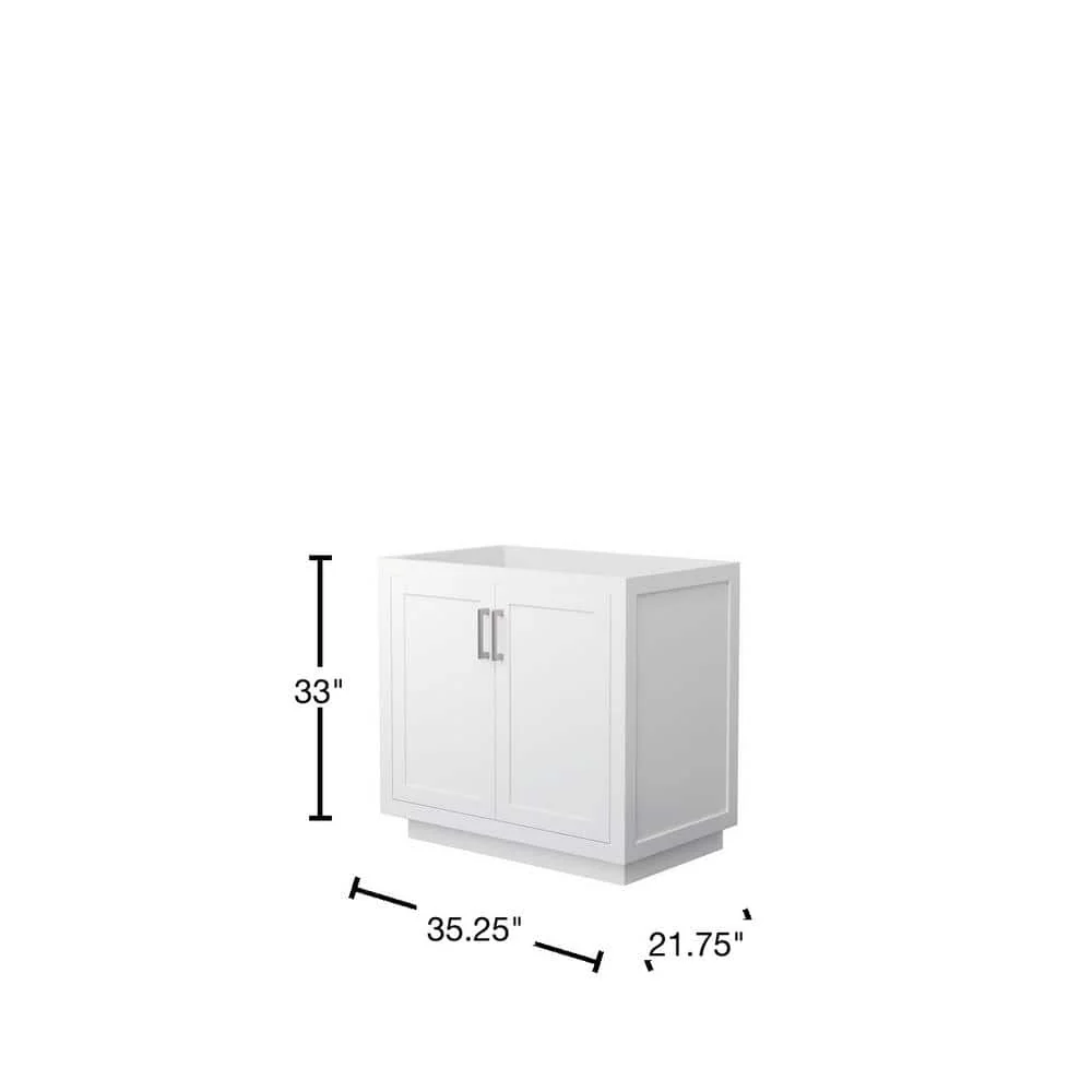 Wyndham Collection Miranda 35.25 in. White Bathroom Vanity Cabinet - Image 3