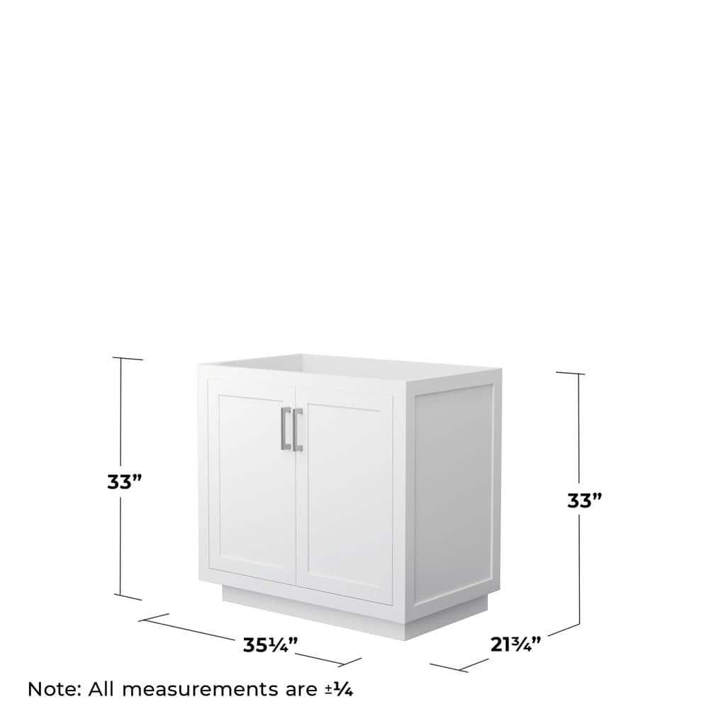 Wyndham Collection Miranda 35.25 in. White Bathroom Vanity Cabinet - Image 4