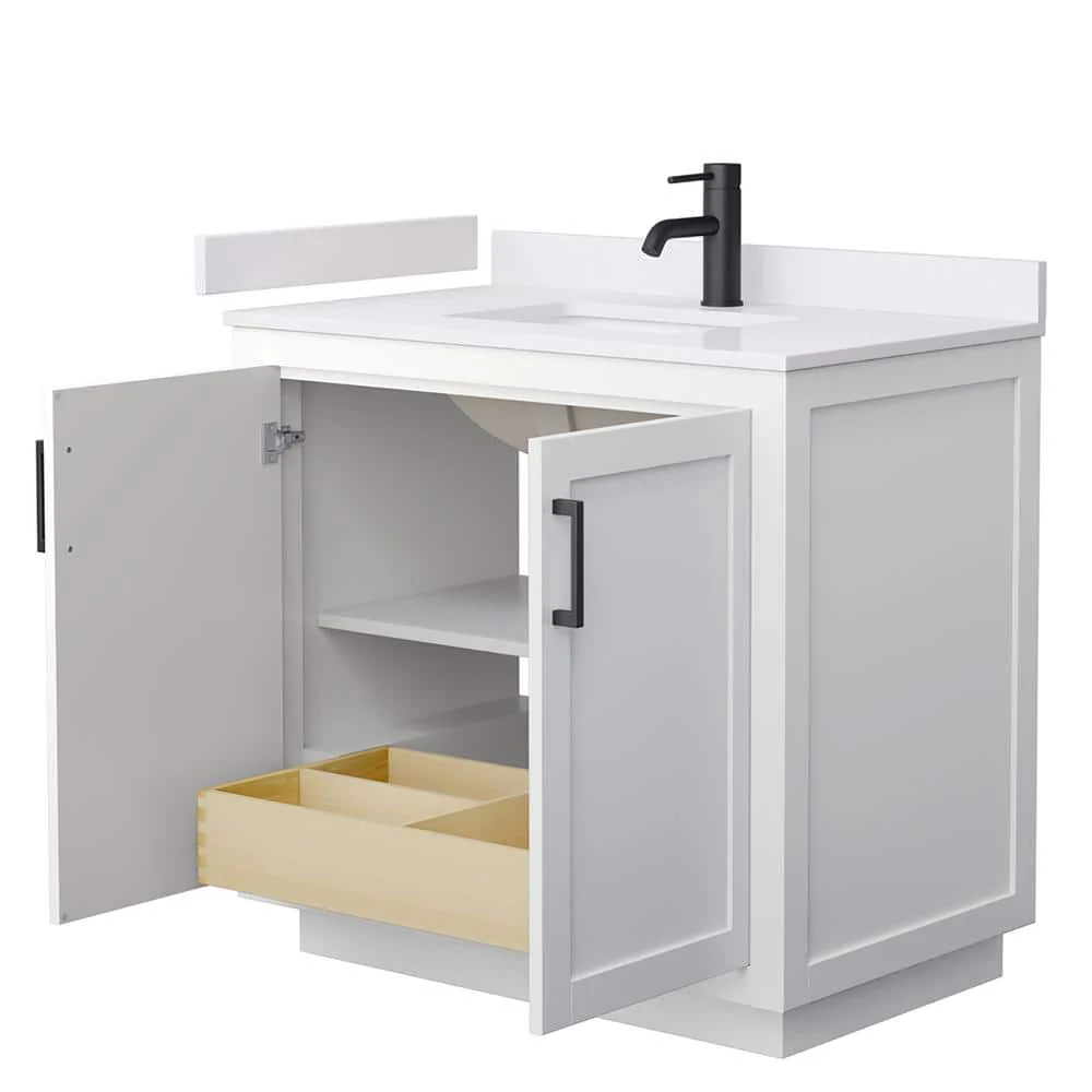 Wyndham Collection Miranda 36" Single Sink Bathroom Vanity with White Cultured Marble Top - Image 3
