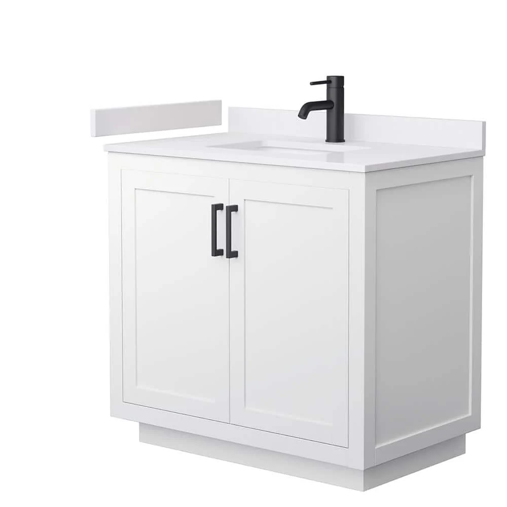 Wyndham Collection Miranda 36" Single Sink Bathroom Vanity with White Cultured Marble Top - Image 5