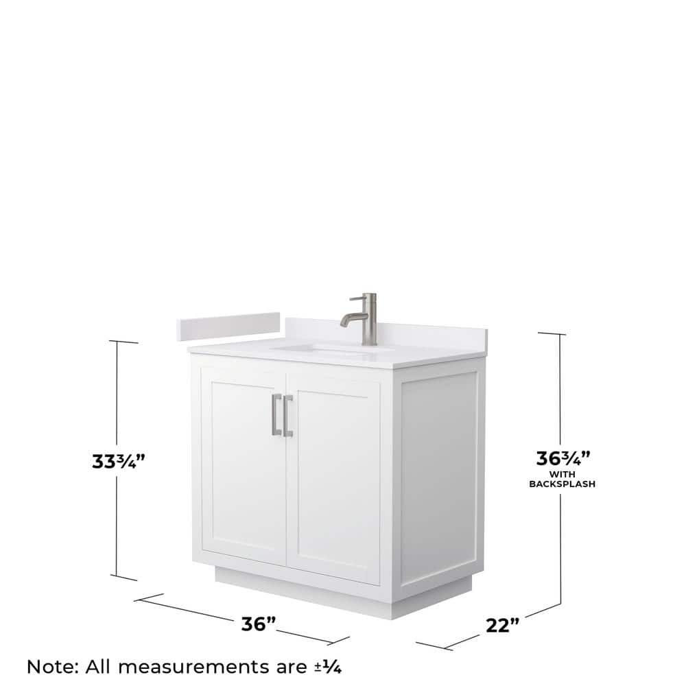 Wyndham Collection Miranda 36" White Bathroom Vanity with Cultured Marble Top - Image 5