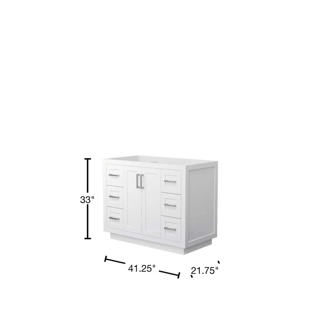 Wyndham Collection Miranda 41.25 in. White Bathroom Vanity Cabinet Only - Image 3