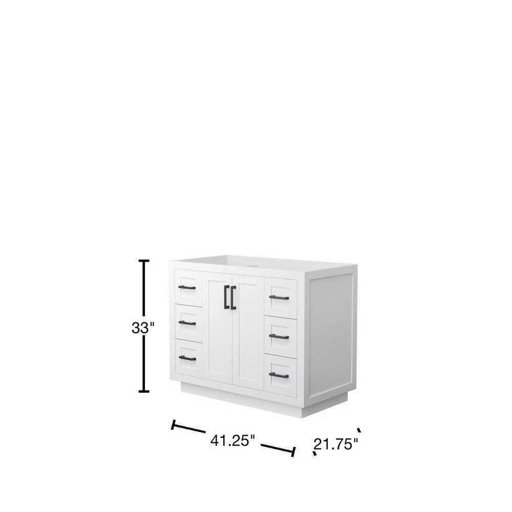 Wyndham Collection Miranda 41.25 in. White Bathroom Vanity Cabinet Only - Image 3