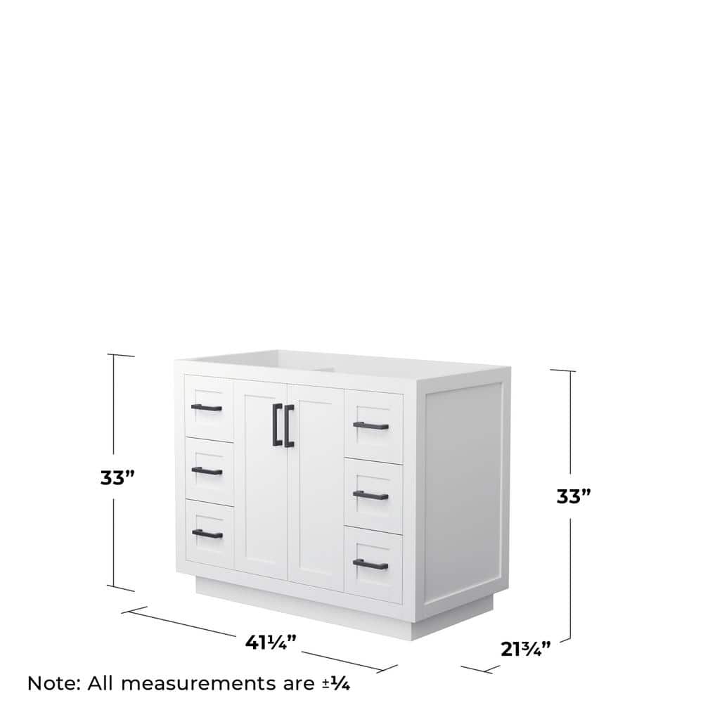 Wyndham Collection Miranda 41.25 in. White Bathroom Vanity Cabinet Only - Image 4
