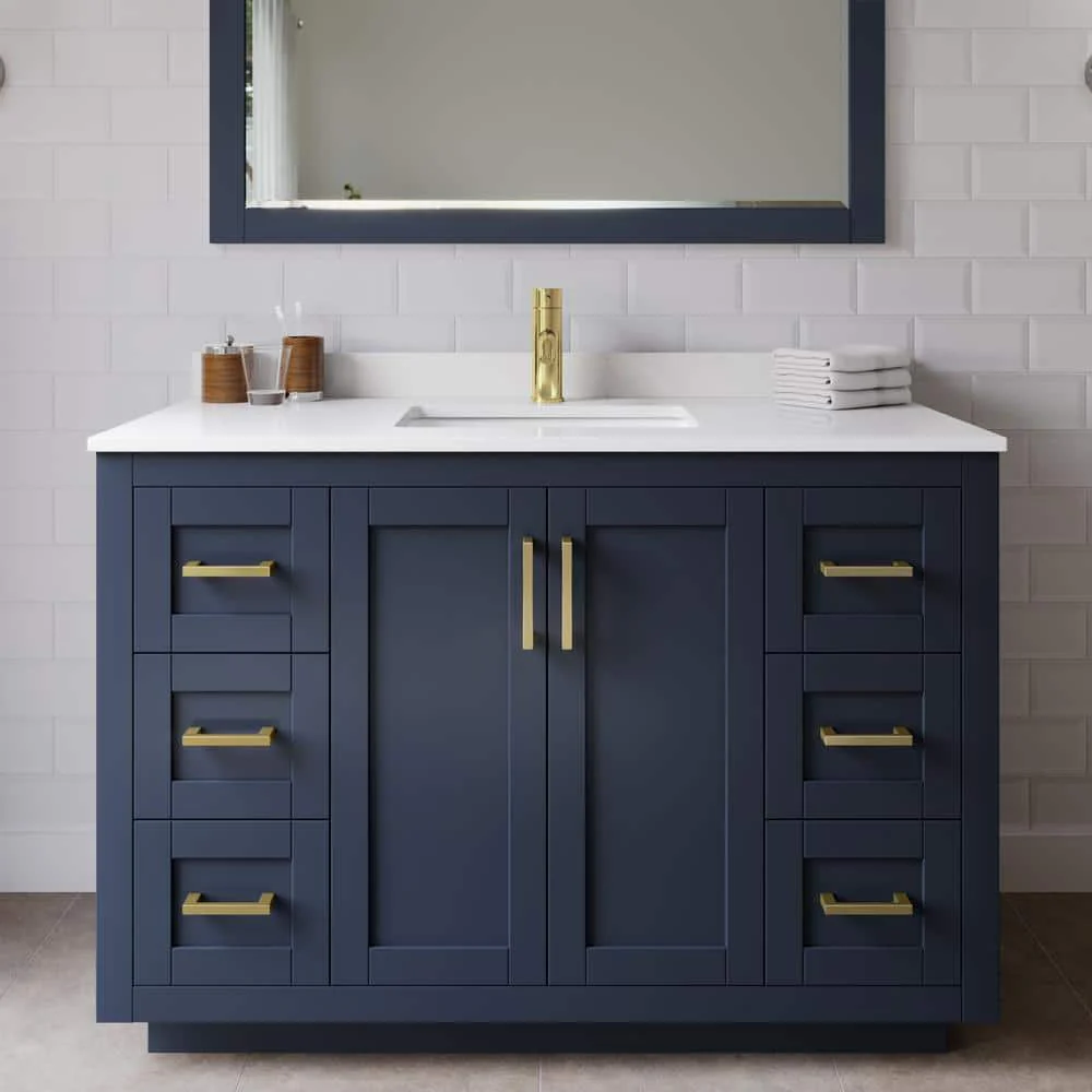 Wyndham Collection Miranda 48" Dark Blue Single Sink Vanity with Cultured Marble Top