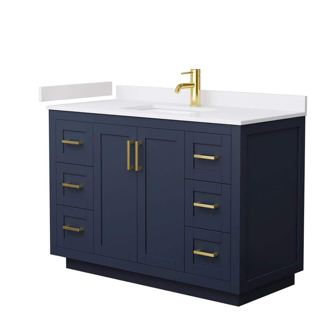 Wyndham Collection Miranda 48" Dark Blue Single Sink Vanity with Cultured Marble Top - Image 2