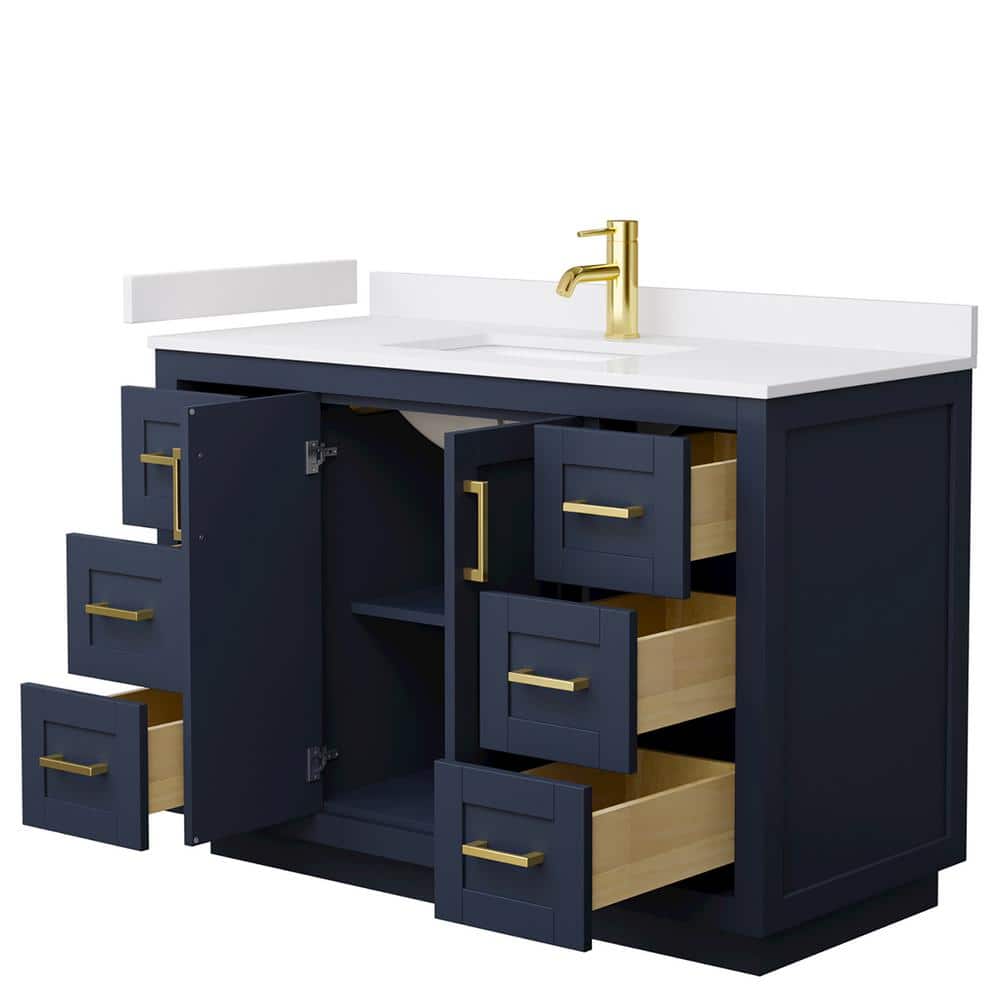 Wyndham Collection Miranda 48" Dark Blue Single Sink Vanity with Cultured Marble Top - Image 3