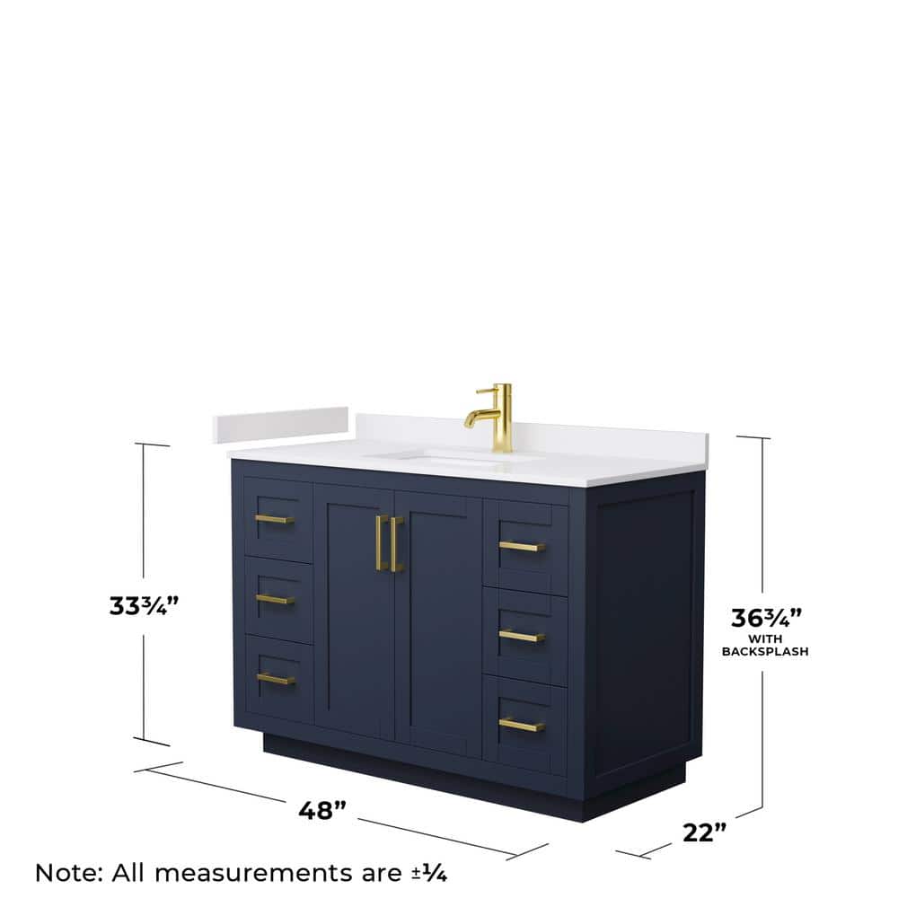 Wyndham Collection Miranda 48" Dark Blue Single Sink Vanity with Cultured Marble Top - Image 4