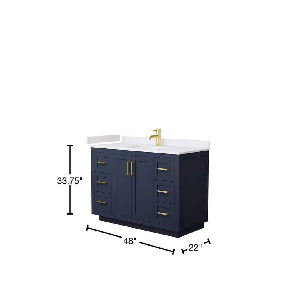 Wyndham Collection Miranda 48" Dark Blue Single Sink Vanity with Cultured Marble Top - Image 5