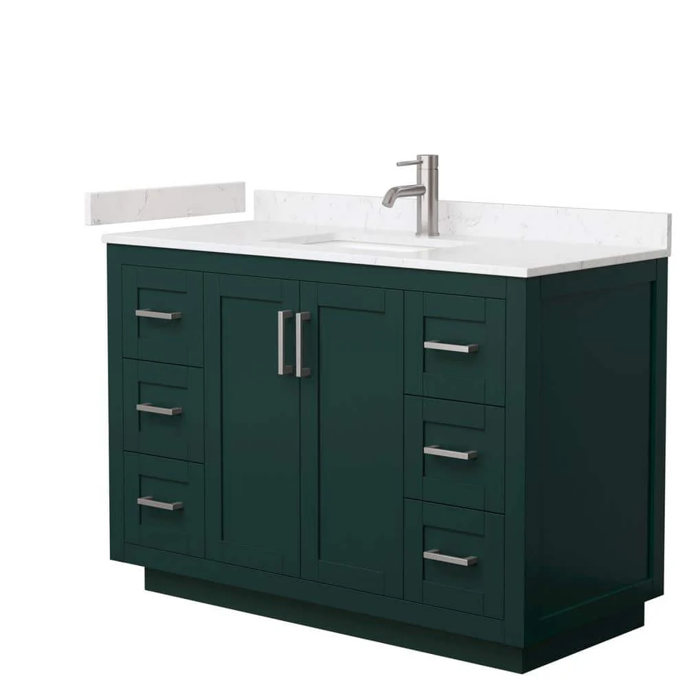 Wyndham Collection Miranda 48" Green Bathroom Vanity with Carrara Marble Top - Image 2