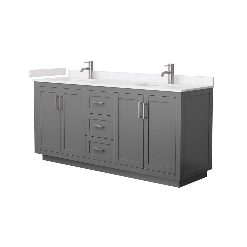 Wyndham Collection Miranda 72" Double Bath Vanity in Dark Gray with Cultured Marble Top and White Basins - Image 2