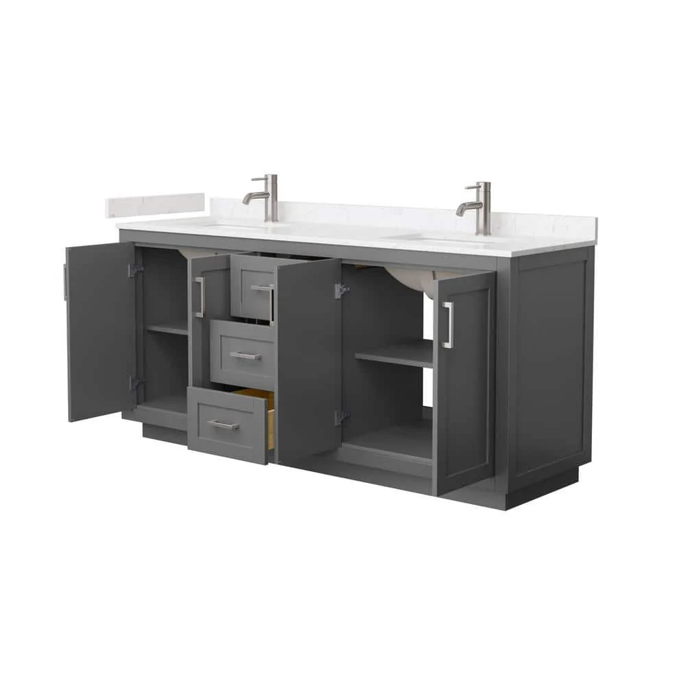 Wyndham Collection Miranda 72" Double Bath Vanity in Dark Gray with Cultured Marble Top and White Basins - Image 3